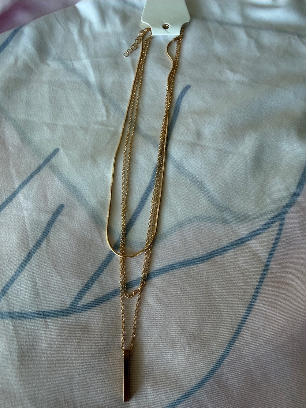 Gold Tone Layered Bar Pendant Necklace - Women's Jewelry